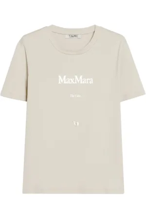 Max Mara Tops, Dames, , L, Katoen, Witte Sweater met Katoenen Print
