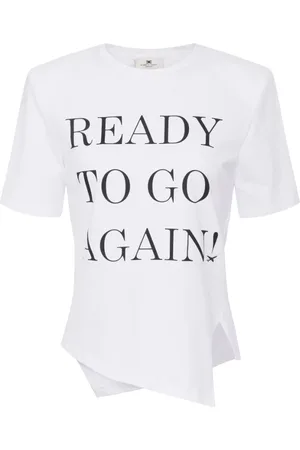 Elisabetta Franchi Tops, Dames, Wit, XS, Katoen, Chic Dress Collection T-Shirt