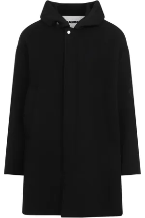 Jil Sander Mantels, Heren, Zwart, L, Wol, Zwarte wollen jas Aw 24