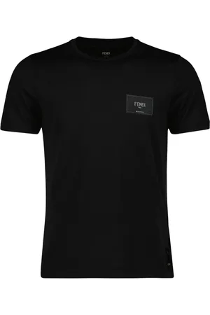 Fendi Tops, Heren, Zwart, S, Katoen, Roma Collection Zwart Katoenen T-shirt