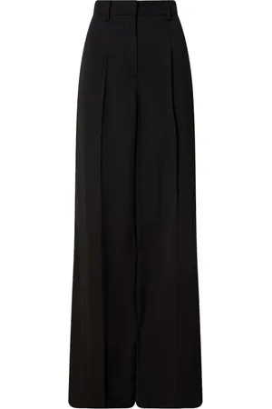 Calvin Klein Broeken, Dames, Zwart, M, Polyester, Wijde Pijpen Broek