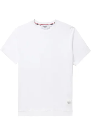 Thom Browne Tops, Heren, Wit, M, Katoen, Modern T-shirt met Zijsplit