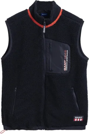 GANT Jassen, Heren, Blauw, M, Polyester, Sherpa Fleece Mouwloze Jas