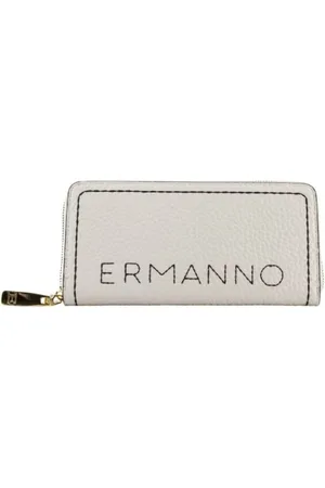 ERMANNO SCERVINO Accessoires, Dames, Wit, ONE Size, Leer, Grote Zip Wallet Zacht EBA