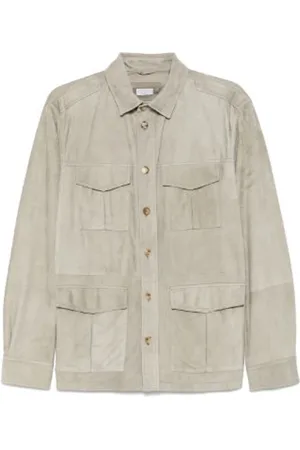 Brunello Cucinelli Jassen, Heren, Bruin, L, Button-Up Grijze Jas
