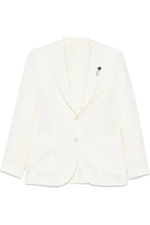 LARDINI Jassen, Dames, Wit, M, Beige Knoopjas met Zakken