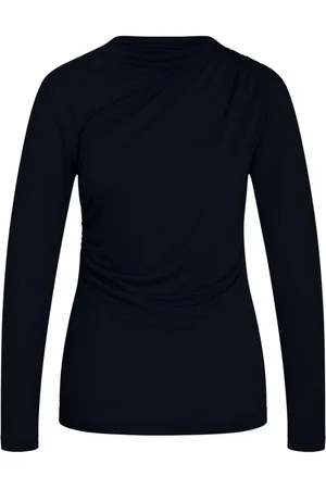 Bruuns Bazaar Tops, Dames, Zwart, S, Gedrapeerde Zwarte Blouse Top