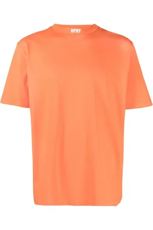 Heron Preston Tops, Heren, Oranje, M, Katoen, Logo T-Shirt