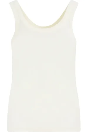 LEMAIRE Tops, Dames, Wit, M, Katoen, Rib Tanktop