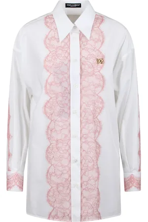 Dolce & Gabbana Blouses & Shirts, Dames, Veelkleurig, XS, Katoen, Kanten overhemd knoopsluiting