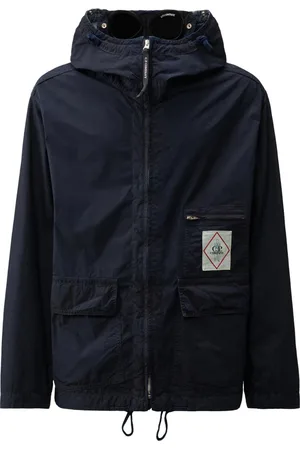C.P. Company Jassen, Heren, Blauw, XL, Katoen, Blauwe jas met Google capuchon