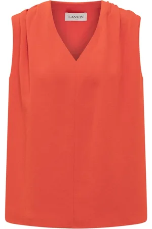 Lanvin Tops, Dames, Rood, S, V-Hals Mouwloze Top