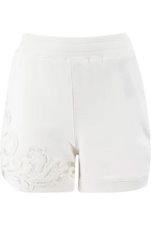 ERMANNO SCERVINO Korte broeken, Dames, Wit, S, Katoen, Bright Lace Insert Shorts