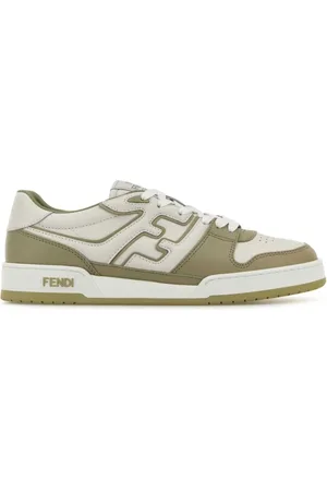 Fendi Schoenen, Heren, Groen, 40 EU, Leer, Lace-Up Sneakers met Rubberen Zool