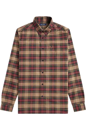 Fred Perry Overhemden, Heren, Veelkleurig, XL, Katoen, Tartan Shirt in Shaded Stone