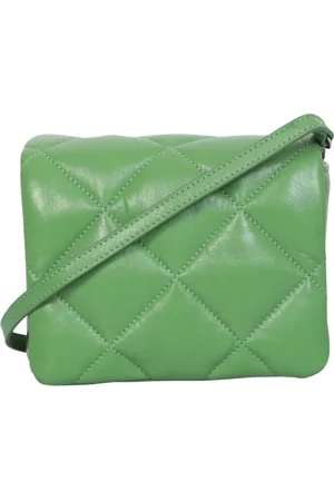 Stand Studio Tassen, Dames, Groen, ONE Size, Leer, Kleine groene tas met omslag en diamantstiksels
