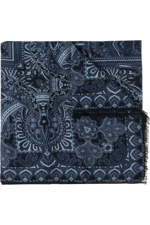 Etro Accessoires, Dames, Blauw, ONE Size, Kasjmier, Sjaal met patroon
