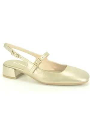 Hispanitas Schoenen, Dames, Geel, 35 EU, Leer, Gouden leren pumps