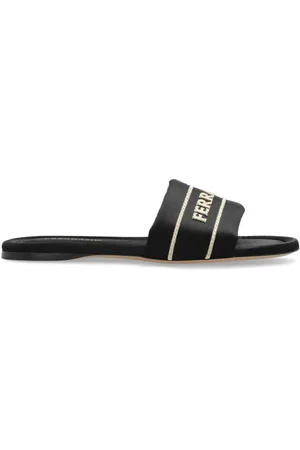 Salvatore Ferragamo Schoenen, Dames, Zwart, 37 EU, Satijn, Satijnen Mules met Logo