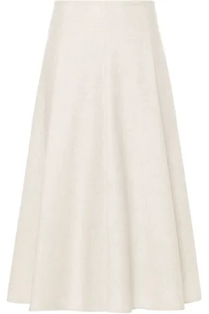 Brunello Cucinelli Rokken, Dames, , M, Wol, Ivoor Wol-Cashmere A-lijn Rok
