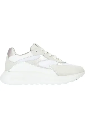 Roberto Cavalli Schoenen, Dames, Wit, 35 EU, Sneakers met veters en gemixte inzetstukken