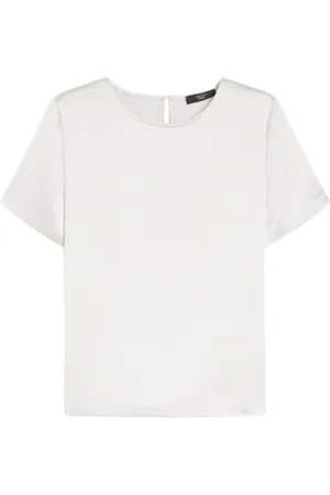 Max Mara Tops, Dames, Wit, XS, Satijn, Satijnglanz Hamburg T-Shirt