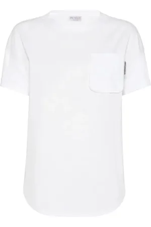 Brunello Cucinelli Tops, Dames, Wit, 2Xs, Katoen, Verfijnd T-shirt