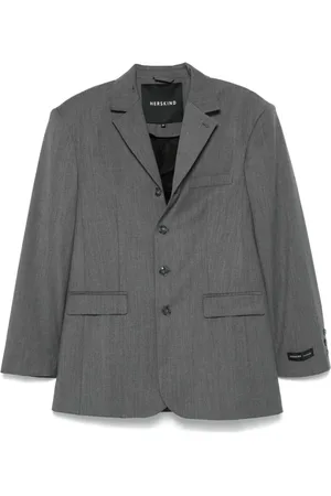 Herskind Jassen, Dames, Grijs, S, Polyester, Leigrijze Blazer met Asymmetrische Knoopsluiting
