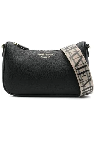 Emporio Armani Tassen, Dames, Zwart, ONE Size, Zwarte schoudertas met ritssluiting aan de bovenkant