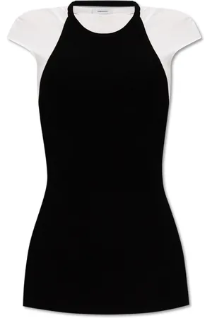 Salvatore Ferragamo Tops, Dames, Zwart, M, Tweed, Gelaagde tweedelige top