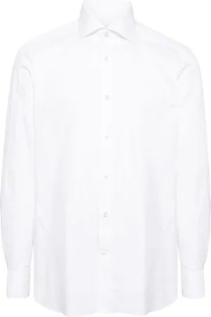 Ermenegildo Zegna Overhemden, Heren, Wit, L, Katoen, Klassiek katoenen overhemd