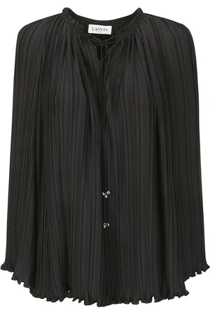 Lanvin Blouses & Shirts, Dames, Zwart, S, Lange Mouw Geplooide Blouse
