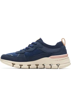 Clarks Schoenen, Dames, Blauw, 37 1/2 EU, Leer, Nature X Cove Sneakers