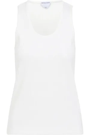 Bottega Veneta Tops, Dames, Wit, XS, Katoen, Tanktop