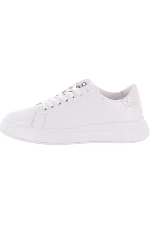 Calvin Klein Schoenen, Dames, Wit, 37 EU, Leer, Lace-up sneakers met verhoogde cupzool