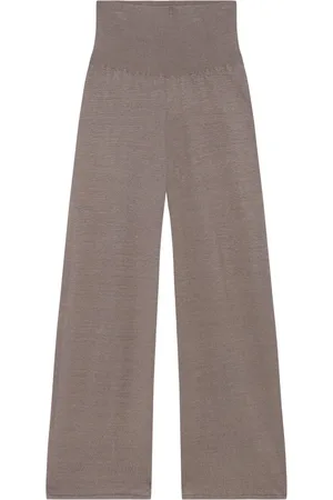 Cortana Broeken, Dames, Bruin, XS, Linnen, Linnen Gebreide Broek Mink