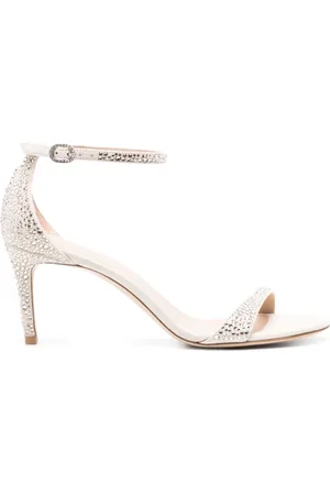 Stuart Weitzman Schoenen, Dames, Grijs, 40 EU, Leer, Nudist Shine 75 Sandaal