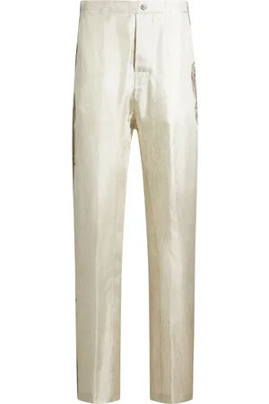 Etro Broeken, Heren, , L, Ivoor Kleurige Broek met Jacquardpatroon