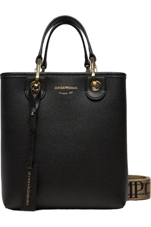Emporio Armani Tassen, Dames, Zwart, ONE Size, Nero/Silver Shopping Bag