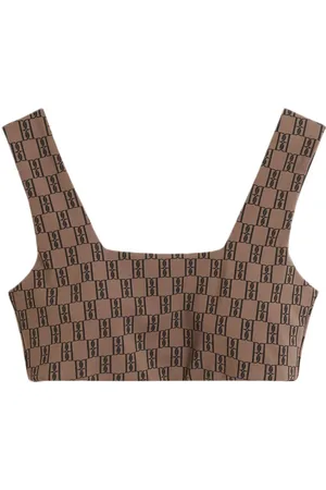 By Malene Birger Tops, Dames, Bruin, M, Sportieve Logo-Knit Crop Top