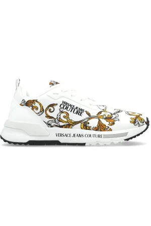 VERSACE Schoenen, Dames, Wit, 38 EU, Sneakers met barokpatroon