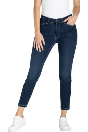 Mac Jeans, Dames, Blauw, M, Denim, Donker Denim Skinny Jeans met Ritsdetail