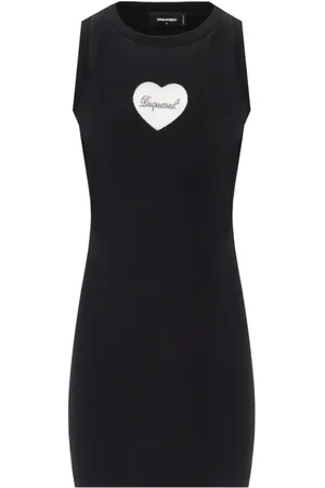 Dsquared2 Kleedjes, Dames, Zwart, M, Katoen, Heart Zwarte Jurk