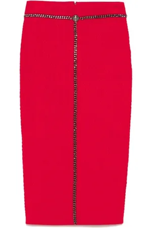 Elisabetta Franchi Rokken, Dames, Rood, M, Polyester, Chained Midi Rok