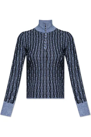 Lanvin Truien, Dames, Blauw, S, Leer, Trui met lurexdraad