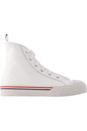 Thom Browne Schoenen, Heren, Wit, 42 EU, Leer, Collegiate High Top Sneakers