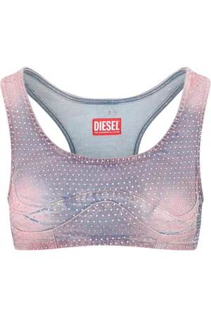 Diesel Sport, Dames, Veelkleurig, S, Denim, Roze & Paarse Denim Top