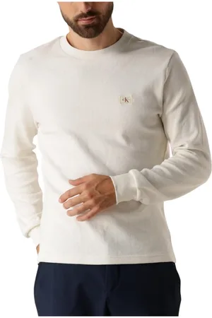 Calvin Klein Tops, Heren, Wit, M, Katoen, Waffle LS Tee