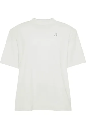 The Attico Tops, Dames, Wit, S, Katoen, Katoenen jersey T-shirt met chique schoudervullingen