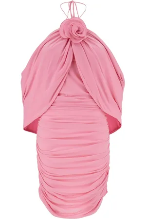 MAGDA BUTRYM Kleedjes, Dames, Roze, S, Roze Mini Jurk met 3D Rozenapplicatie